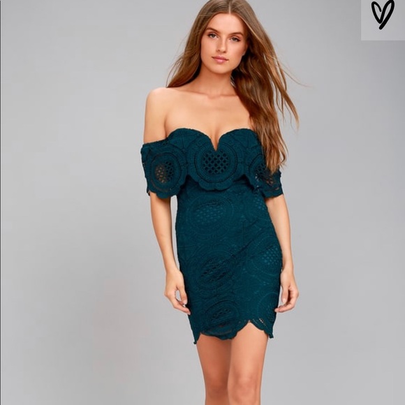 Lulu's Dresses & Skirts - Lulu’s | Belisima teal blue off shoulder dress